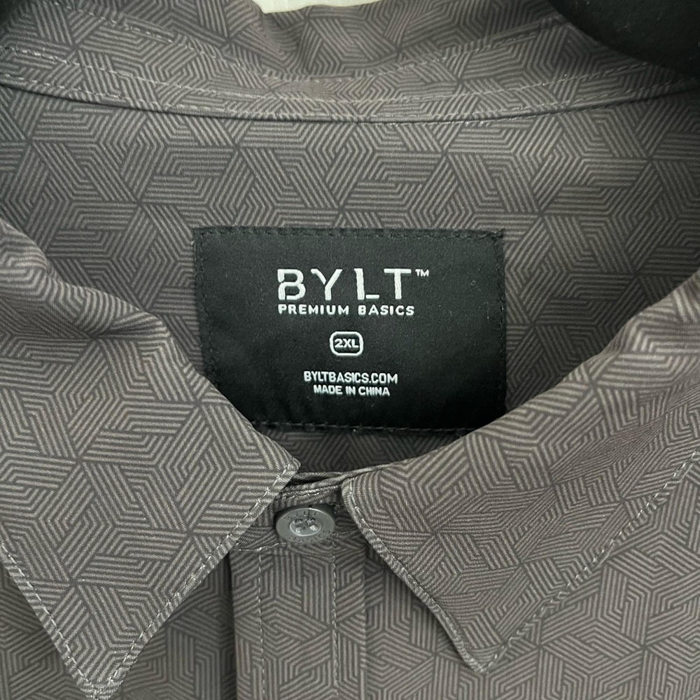 BYLT Basics Dark Brown Casual Button Down Shirt - Picture 2 of 3